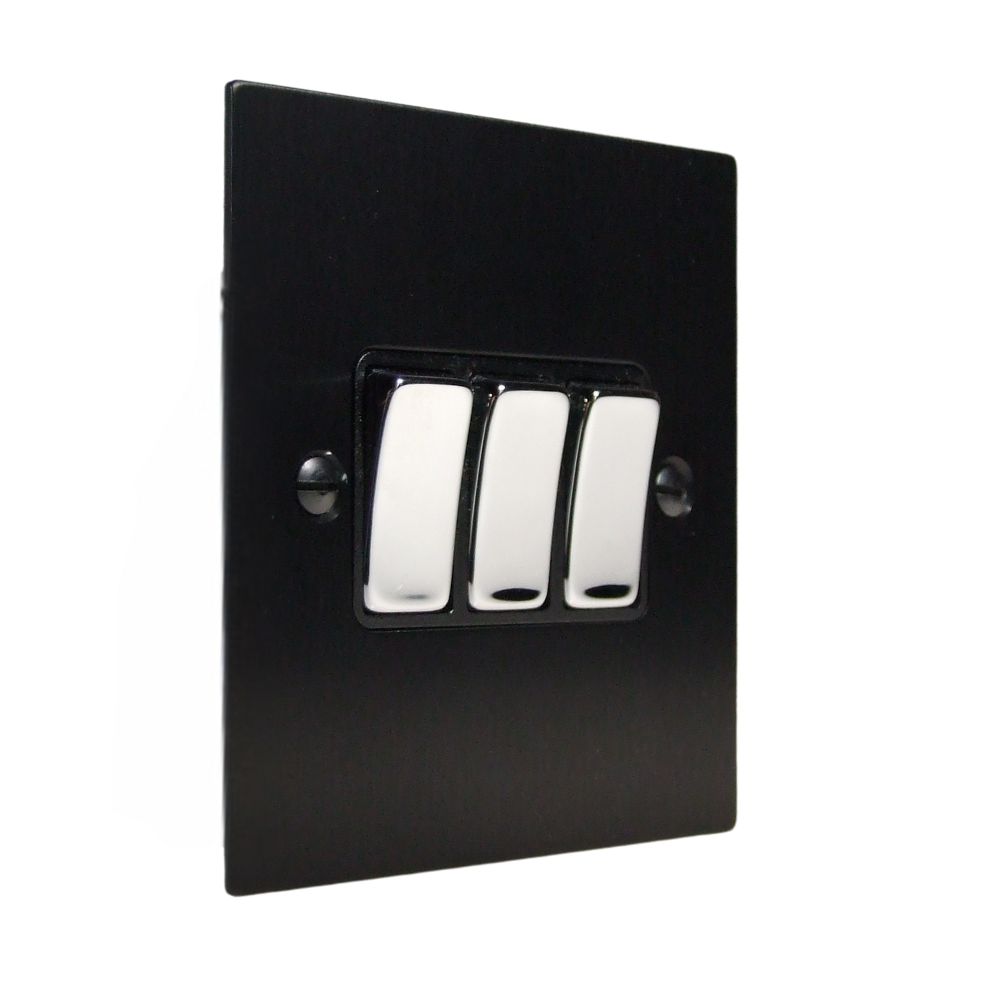 Penland 3-Gang 2-Way 10-Amp Rocker Switch in Brushed Aluminium-Satin Black