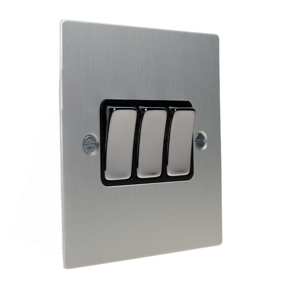 Penland 3-Gang 2-Way 10-Amp Rocker Switch in Brushed Aluminium-Satin Silver