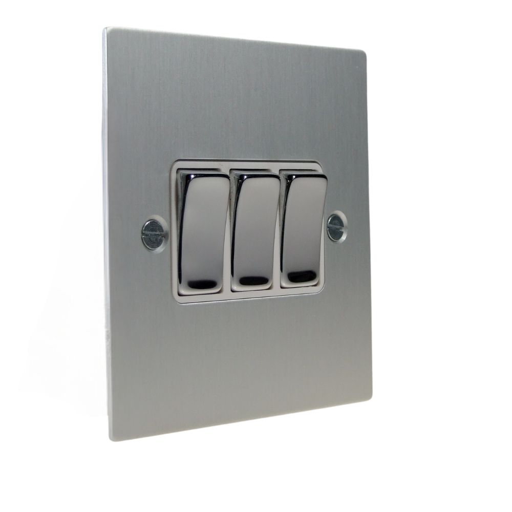 Penland 3-Gang 2-Way 10-Amp Rocker Switch in Brushed Aluminium-Satin Silver