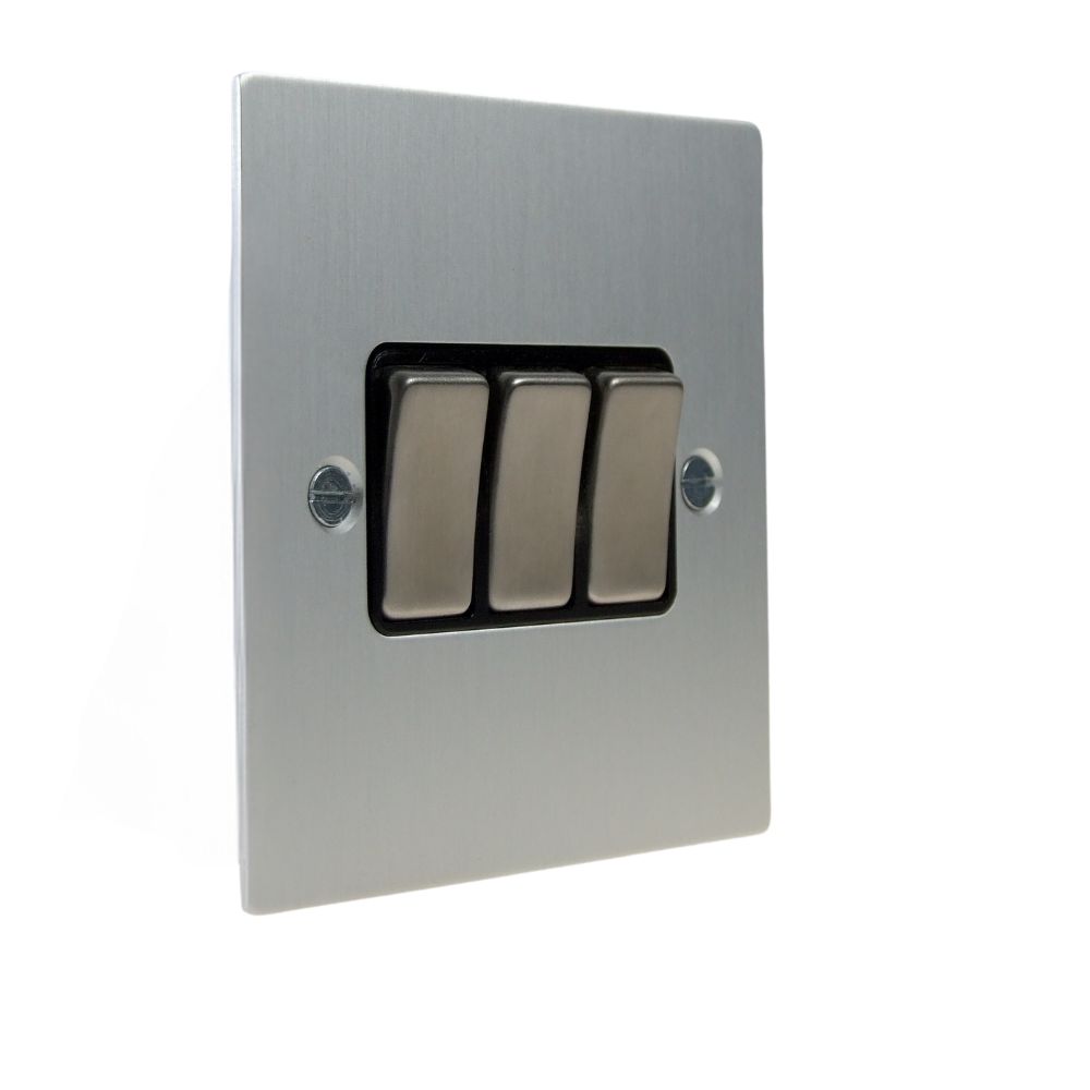 Penland 3-Gang 2-Way 10-Amp Rocker Switch in Brushed Aluminium-Satin Silver