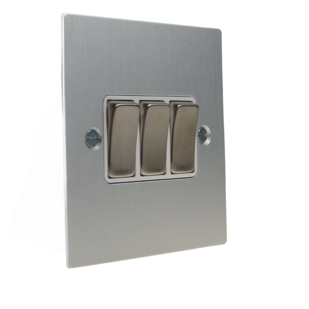 Penland 3-Gang 2-Way 10-Amp Rocker Switch in Brushed Aluminium-Satin Silver