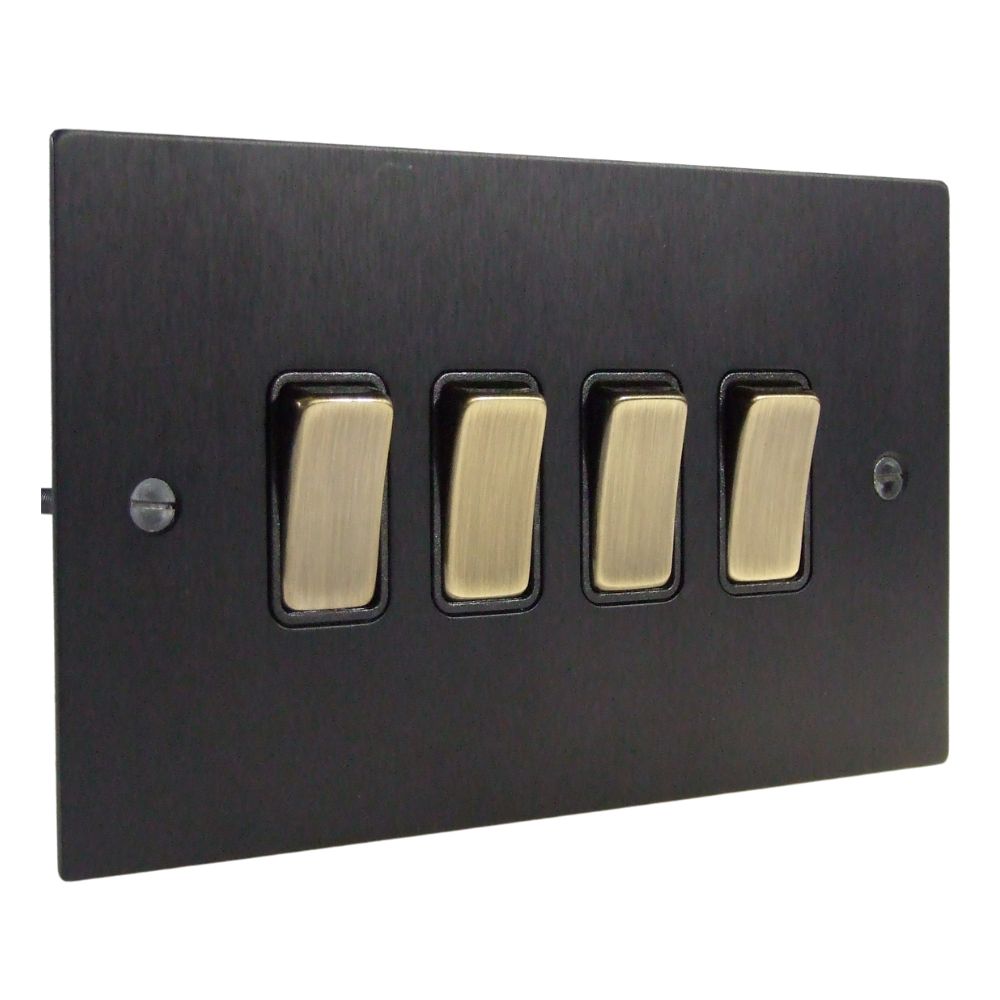 Penland 4-Gang 2-Way 10-Amp Rocker Switch in Brushed Aluminium- Satin Black