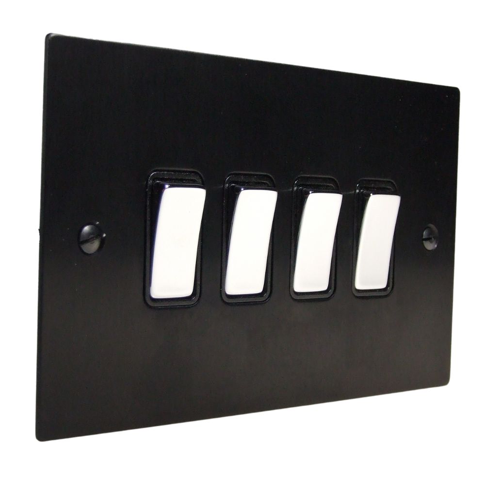 Penland 4-Gang 2-Way 10-Amp Rocker Switch in Brushed Aluminium- Satin Black