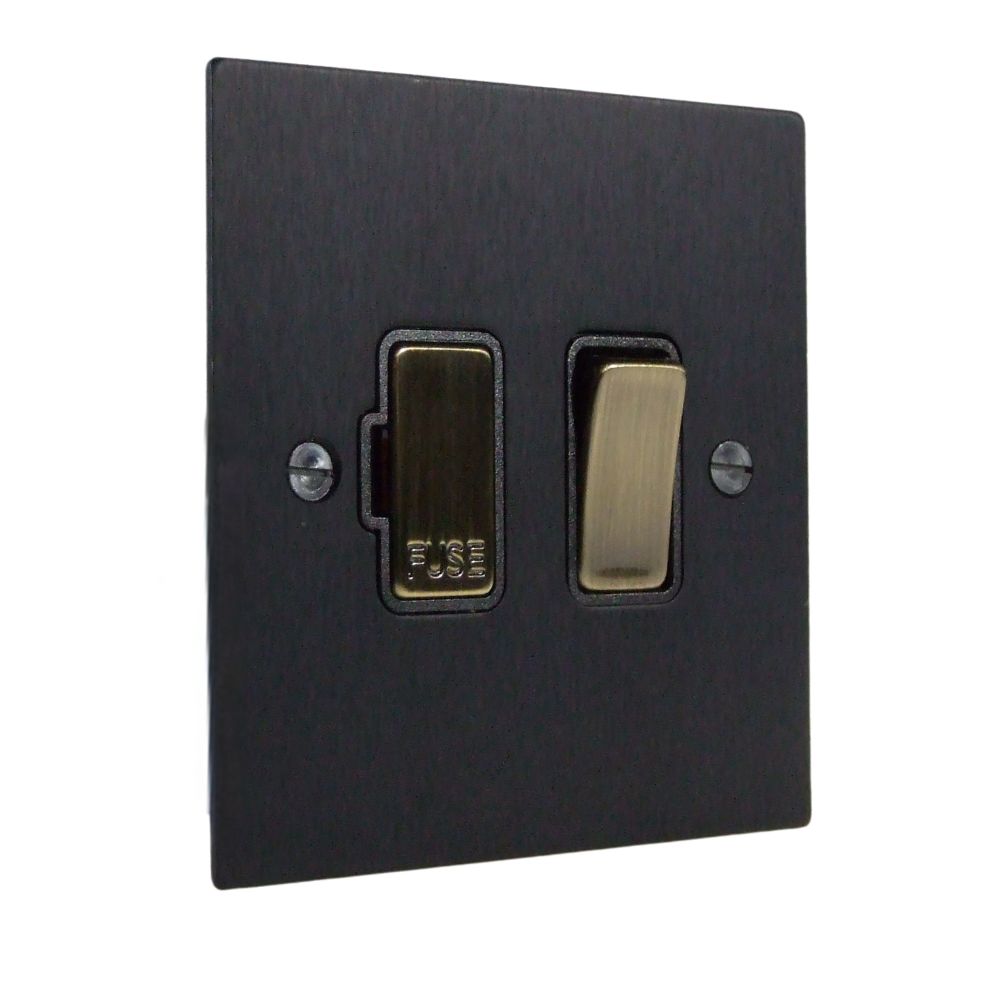 Satin Black Metal Flat Plate Switch Fuse Spur Antique Brass and Black