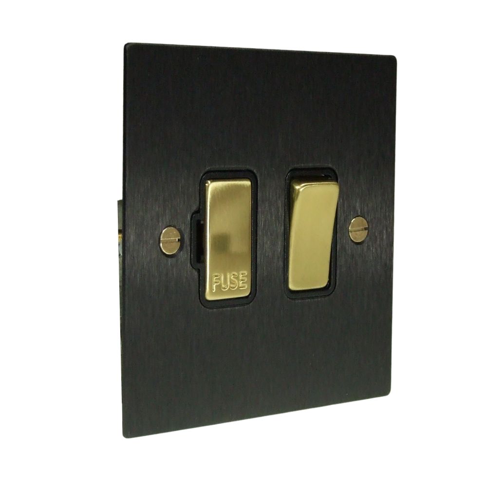 Satin Black Metal Flat Plate Switch Fuse Spur Polished Brass and Black