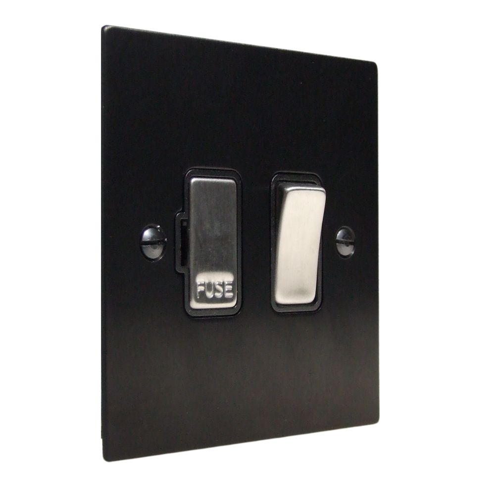 Satin Black Metal Flat Plate Switch Fuse Spur Satin Stainless and Black