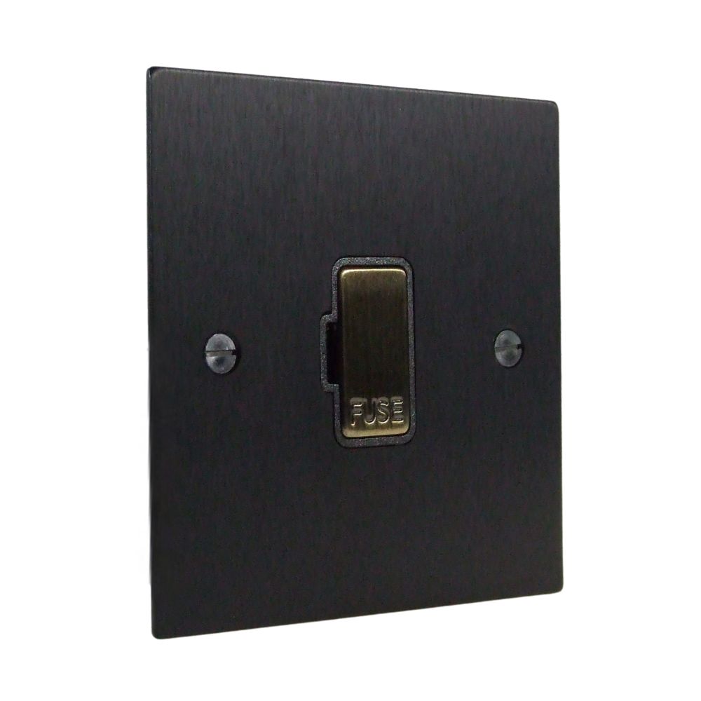 Satin Black Metal Flat Plate Unswitched Fuse Spur Antique Brass and Black
