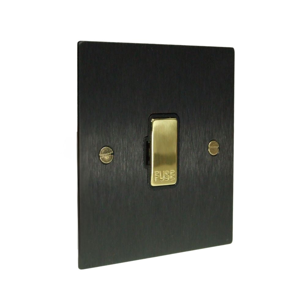 Satin Black Metal Flat Plate Unswitched Fuse Spur Polished Brass and Black
