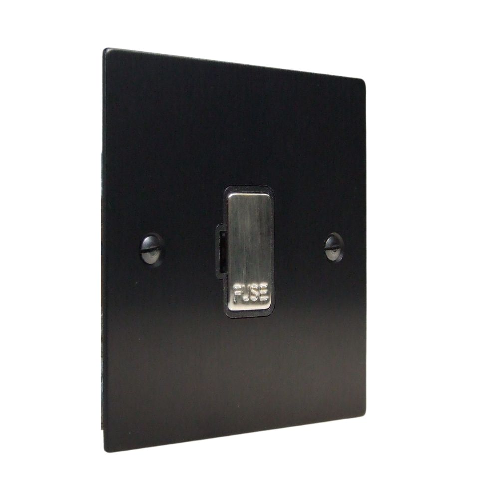 Satin Black Metal Flat Plate Unswitched Fuse Spur Satin Stainless and Black