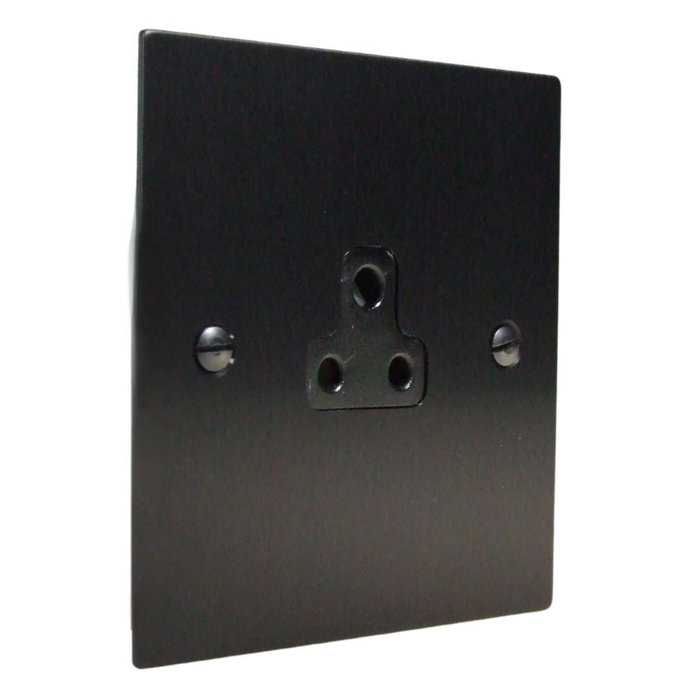 Satin Black Metal Flat Plate Single 2A Socket Black