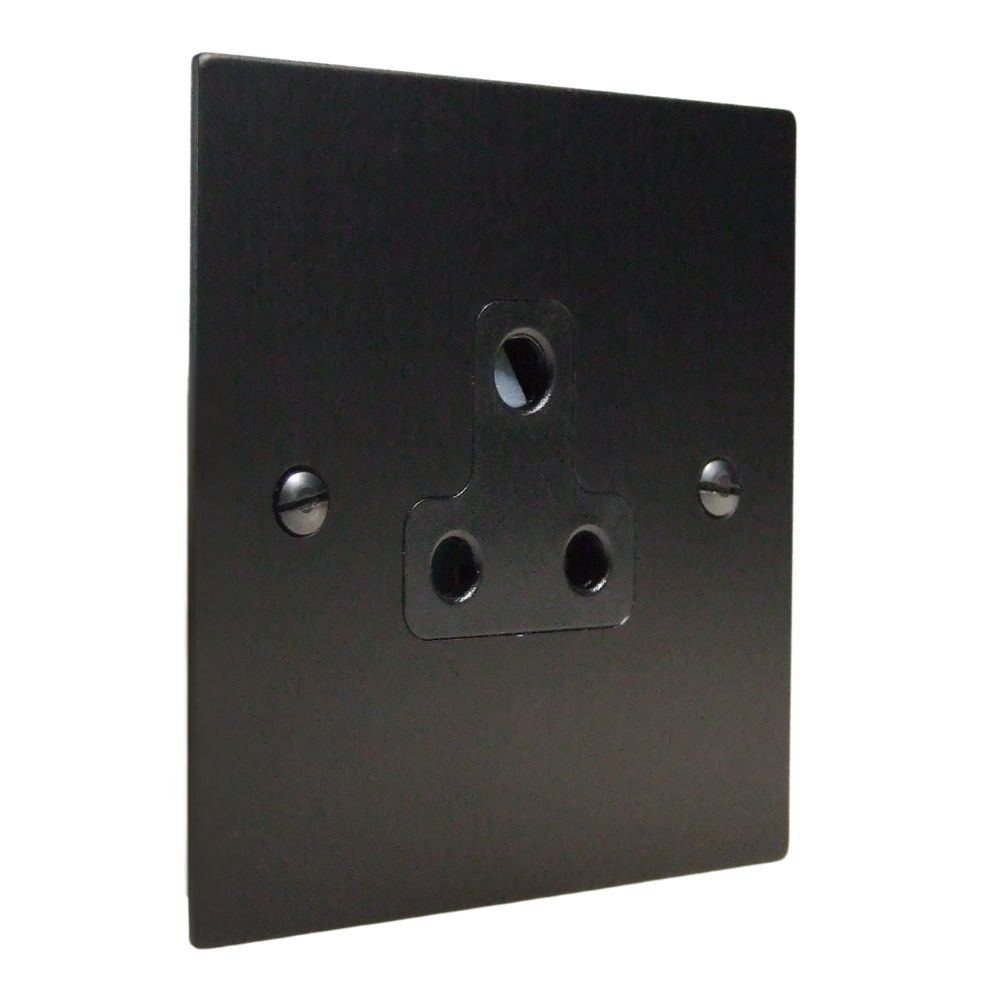 Satin Black Metal Flat Plate Single 5A Socket Black