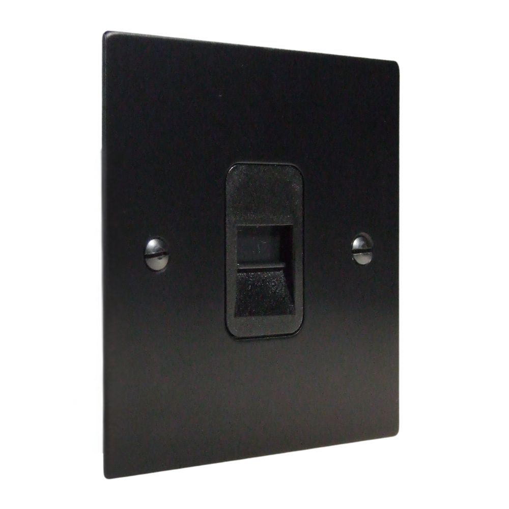 Satin Black Metal Flat Plate Telephone Secondary Socket Black