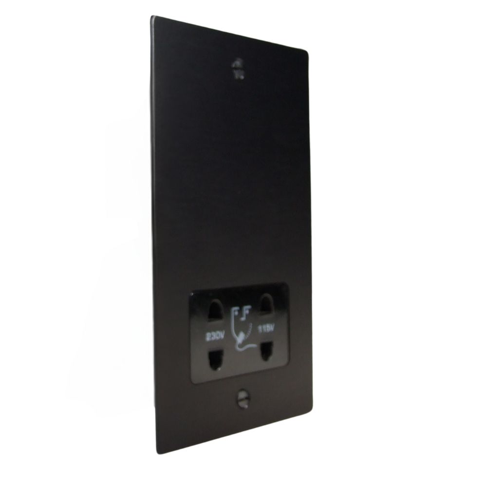 Satin Black Metal Flat Plate Shaver Socket Black