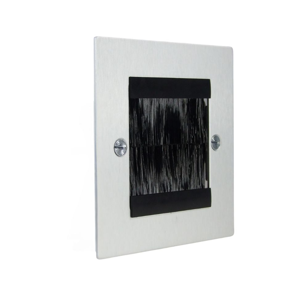 Satin Silver Metal Flat Plate Double Brush Plate Black
