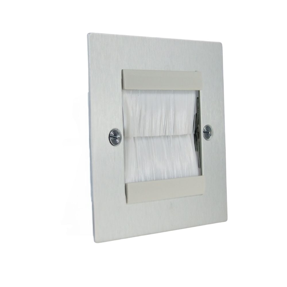 Satin Silver Metal Flat Plate Double Brush Plate White