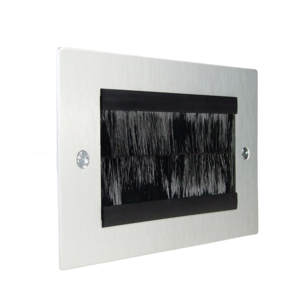 Satin Silver Metal Flat Plate Twin Brush Plate Black