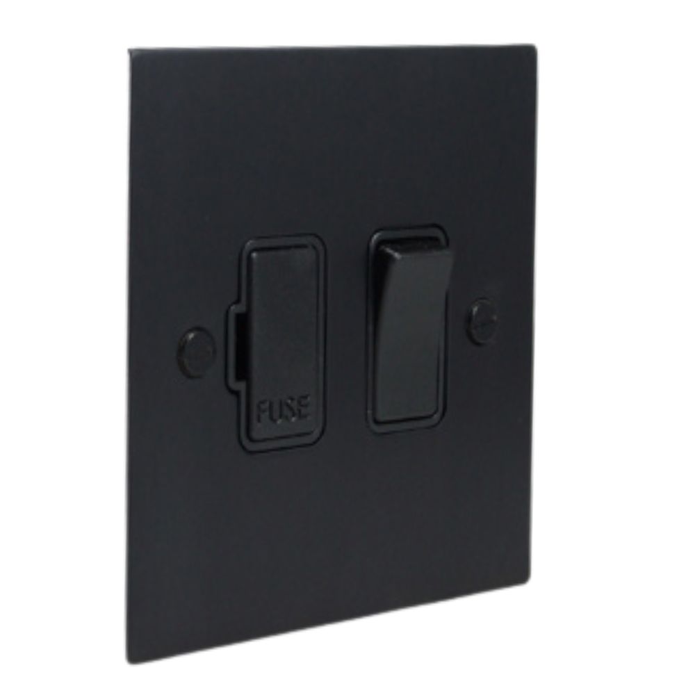 Satin Black Metal Flat Plate Switch Fuse Spur Black
