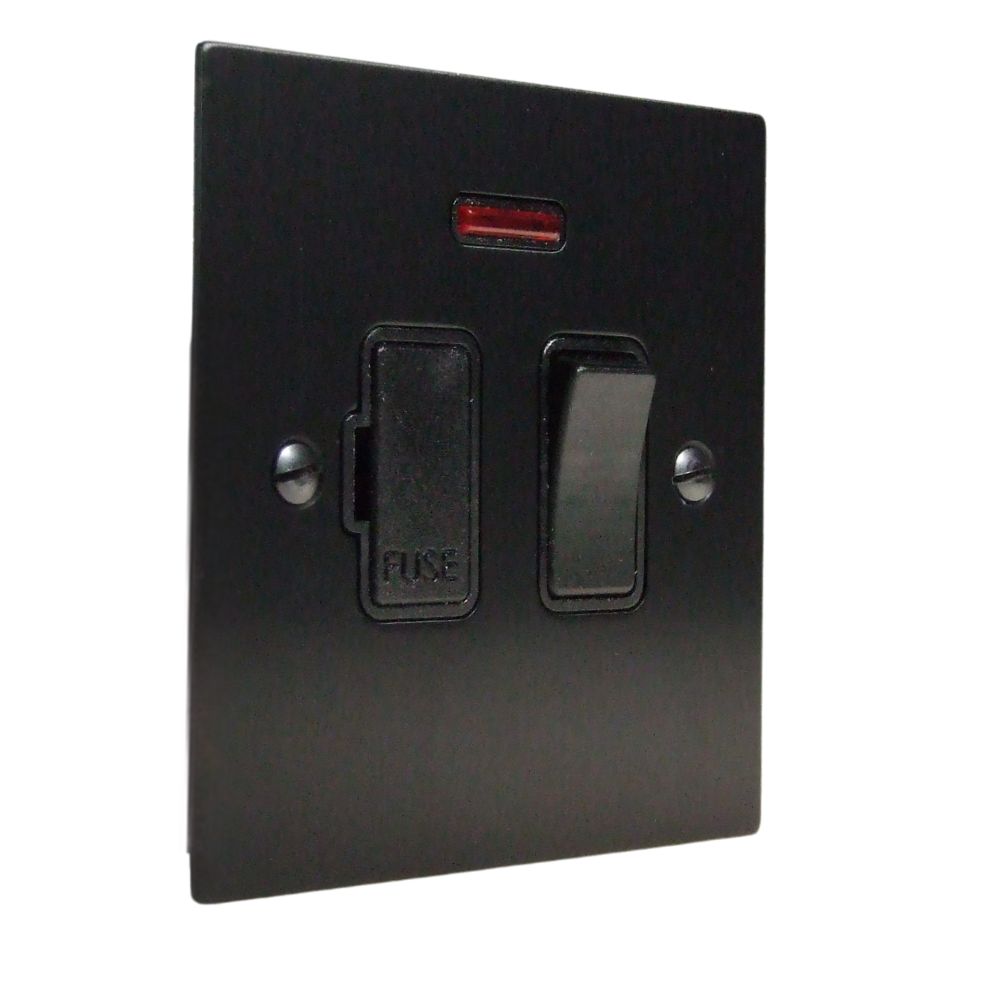 Satin Black Metal Flat Plate Switch Fuse Spur with Neon Black