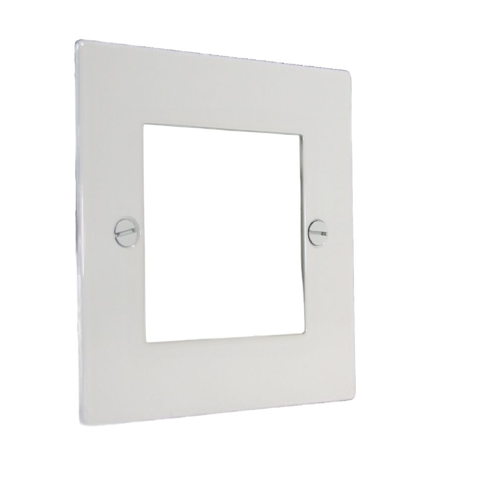 Gloss white Metal Flat Plate 2 Module Euro Plate