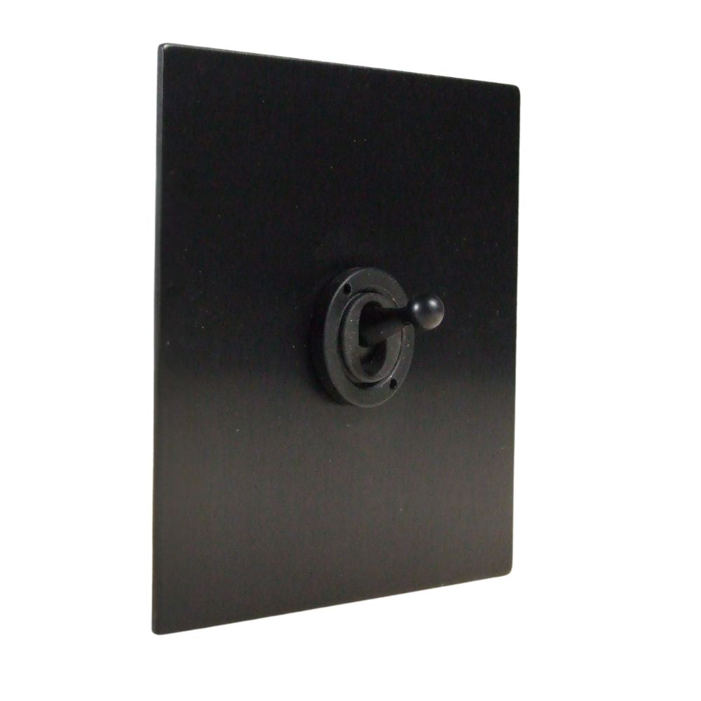 Satin Black Metal Flat Plate Single Light Switch Matt Black Period Toggle
