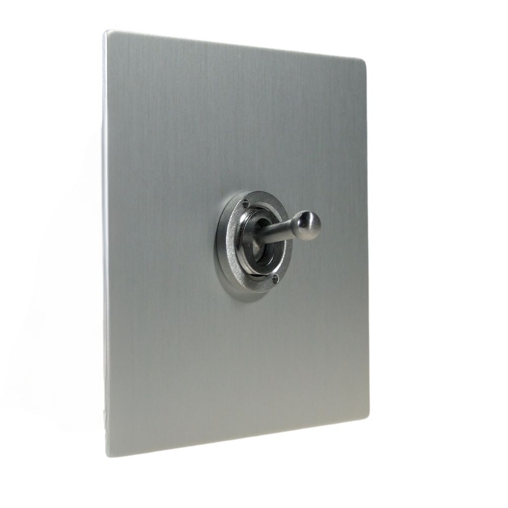 Satin Silver Metal Flat Plate Single Light Switch Satin Stainless Period Toggle