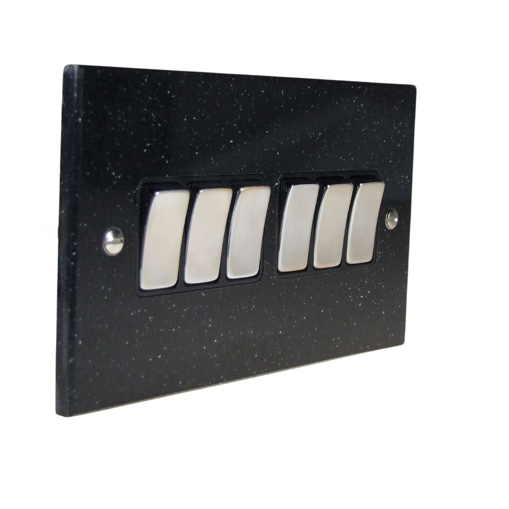 Quarry 6-Gang 2-Way 10-Amp Rocker Switch in Black Pearl