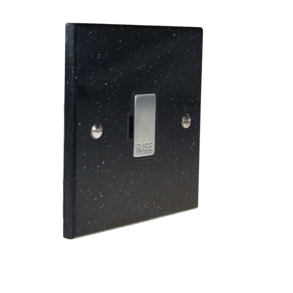 Black Pearl Acrylic Resin Single Unswitched Fuse Spur Satin Stainless and Black
