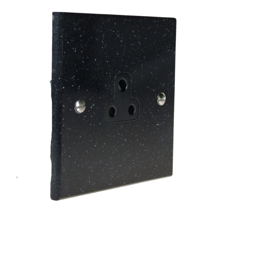Black Pearl Acrylic Resin Single 2A Unswitched Socket Black