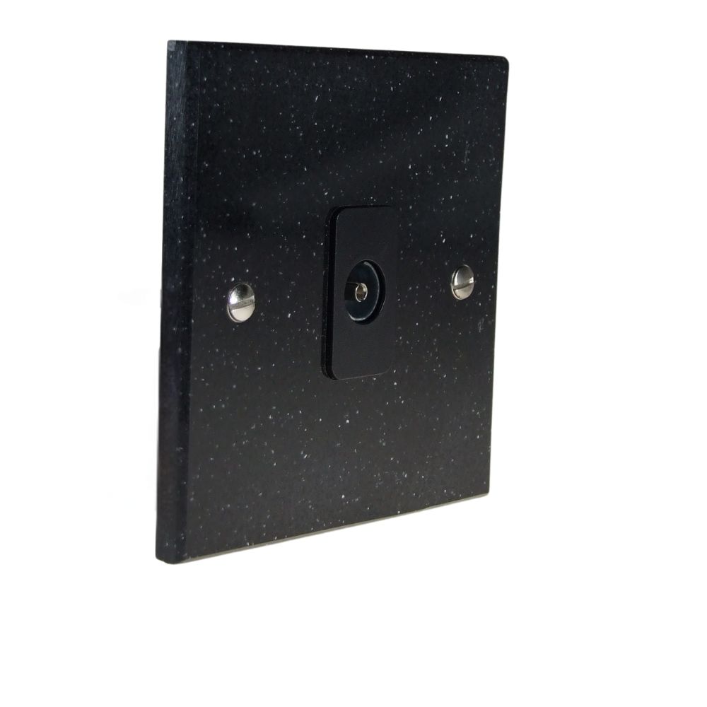 Black Pearl Acrylic Resin Single TV Co-Axial Non-Isolated Socket Black