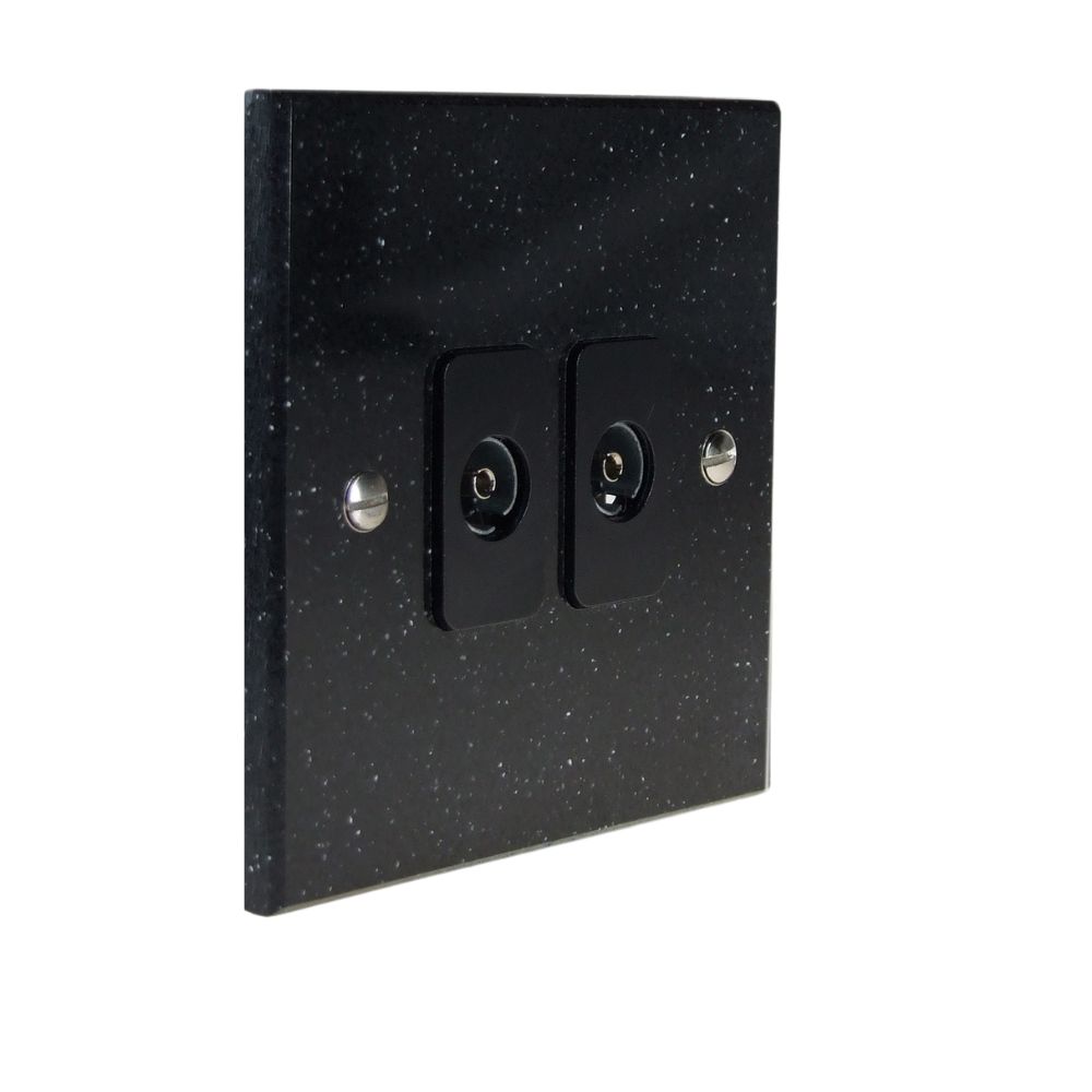 Black Pearl Acrylic Resin Double Co-Axial Non-Isolated Socket Black