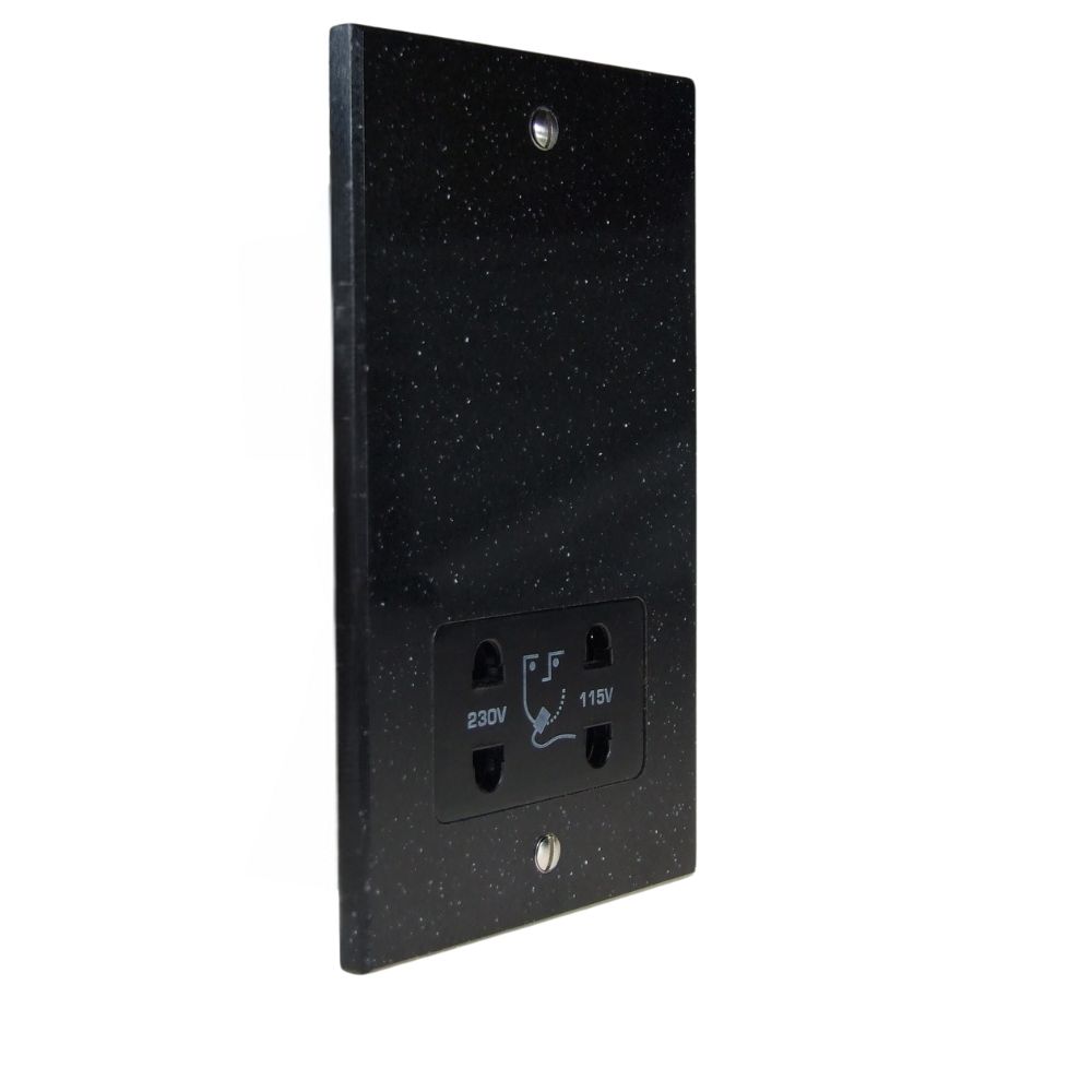 Black Pearl Acrylic Resin Dual Voltage Shaver Socket Black