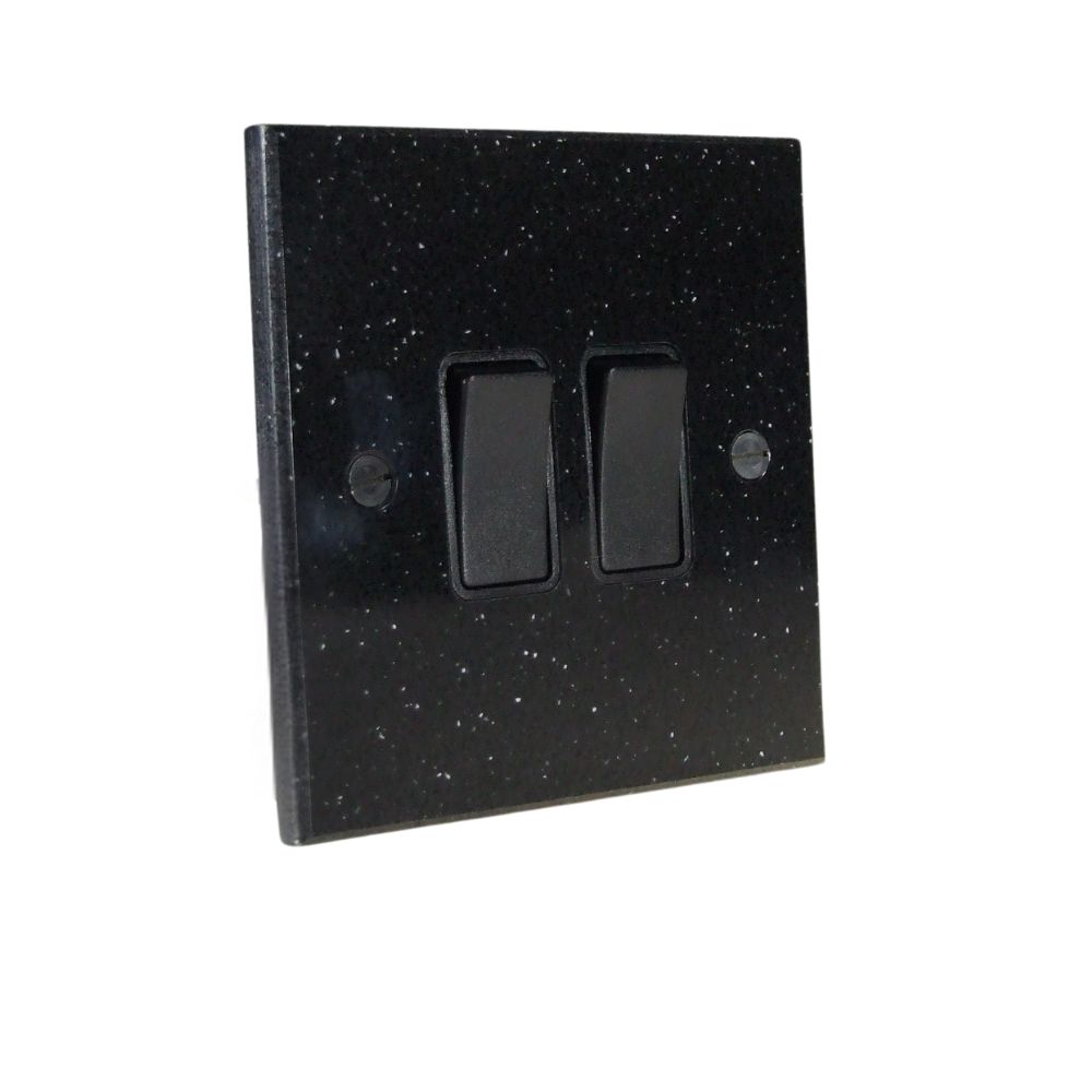 Black Pearl Acrylic Resin Double Light Switch Black