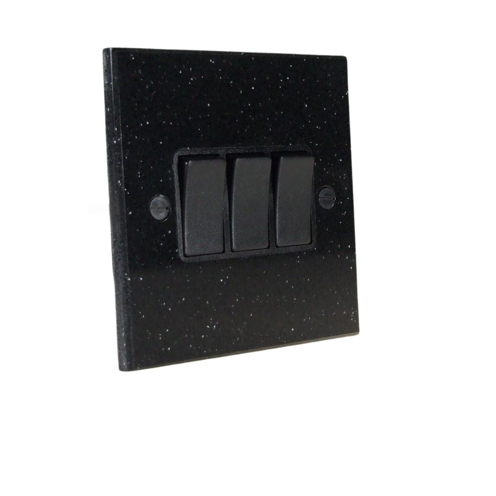 Black Pearl Acrylic Resin Triple Light Switch Black