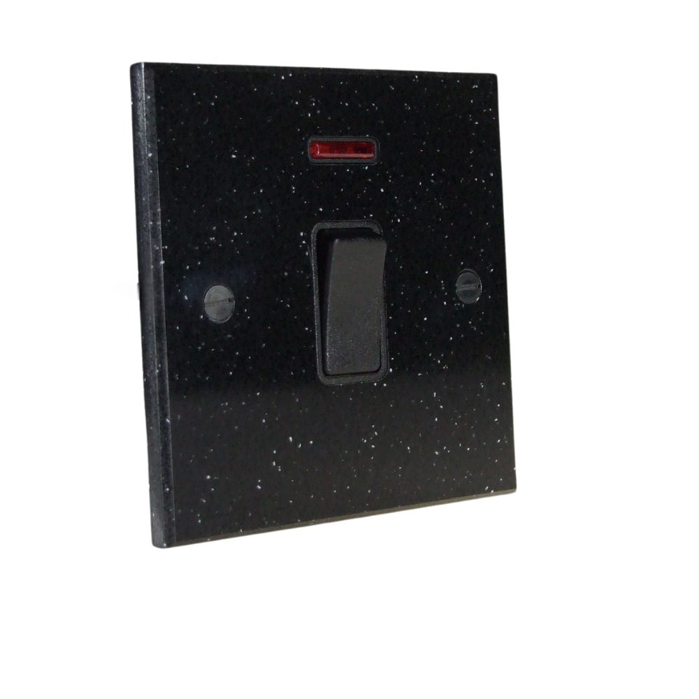 Black Pearl Acrylic Resin Double Pole with Neon Switch Black
