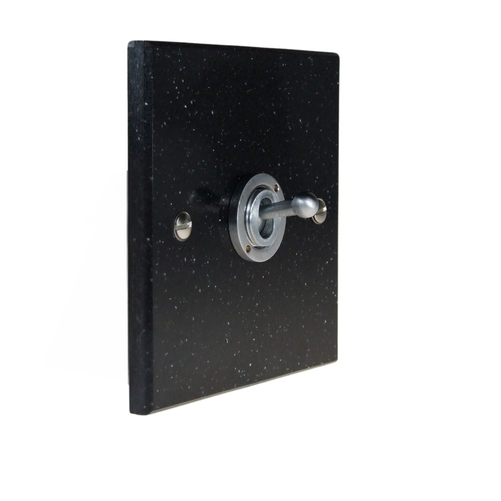 Black Pearl Acrylic Resin Single Intermediate Light Switch Satin Stainless Period Toggle