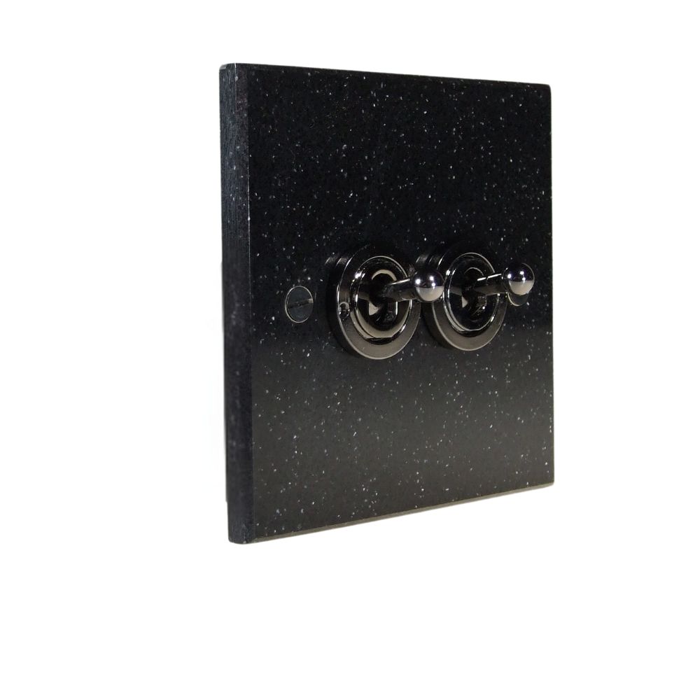 Black Pearl Acrylic Resin Double Light Switch Black Nickel Period Toggle