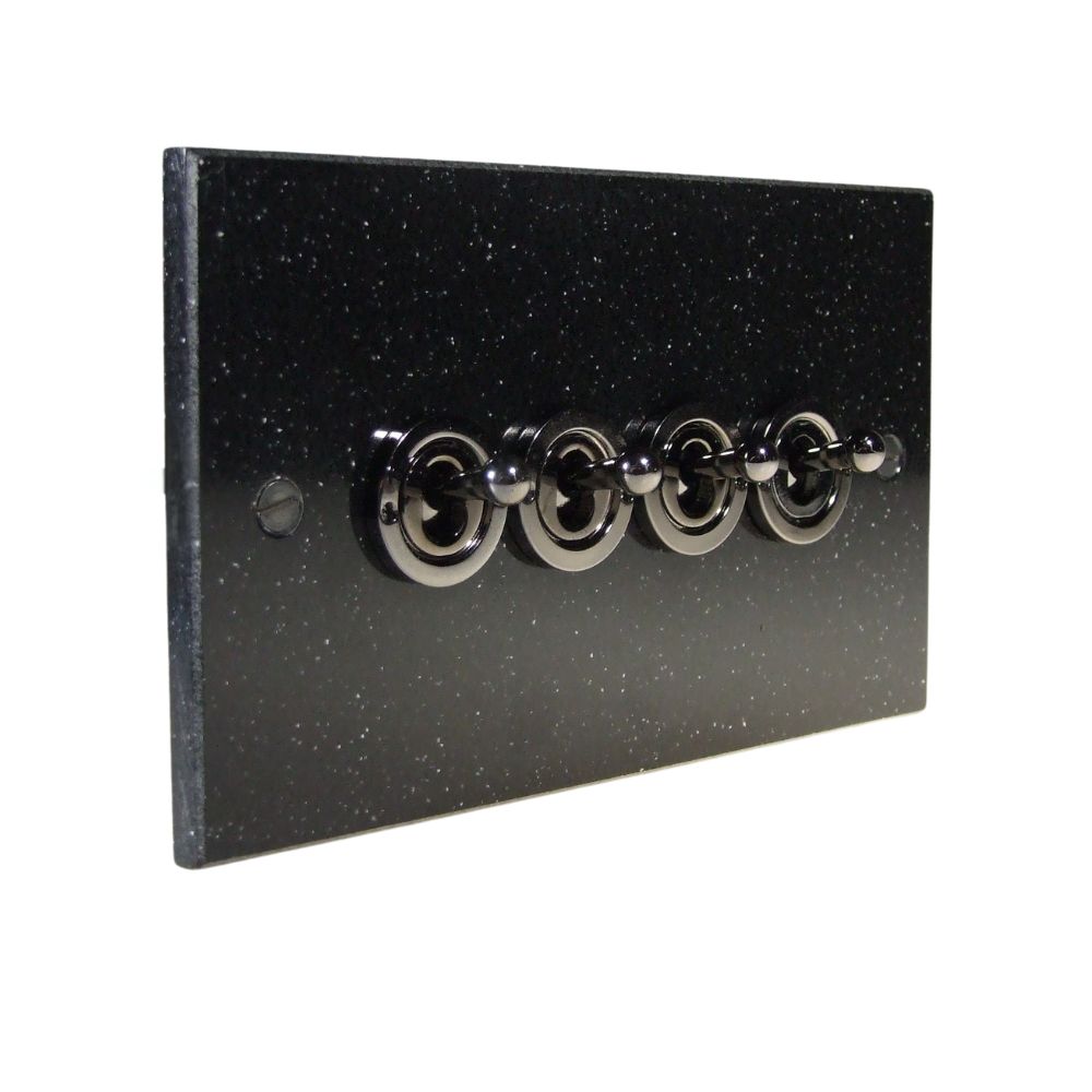 Black Pearl Acrylic Resin 4 Switch Light Switch Black Nickel Period Toggle