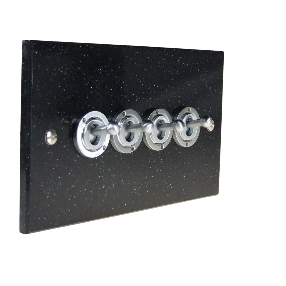 Black Pearl Acrylic Resin 4 Switch Light Switch Satin Stainless Period Toggle
