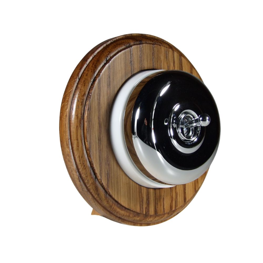 Period Smooth Polished Chrome Dome Single Dolly Light Switch Medium Oak White Round Base Period Smooth Polished Chrome Dome Single Dolly Light Switch Medium Oak White Round Base