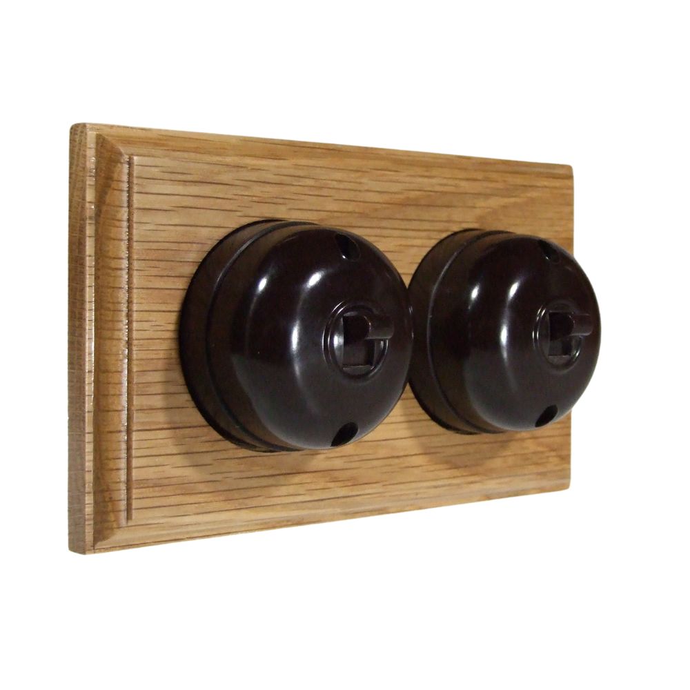 Rosen Brown 2-Gang Horizontal 2-Way Bakelite Switch in Oak