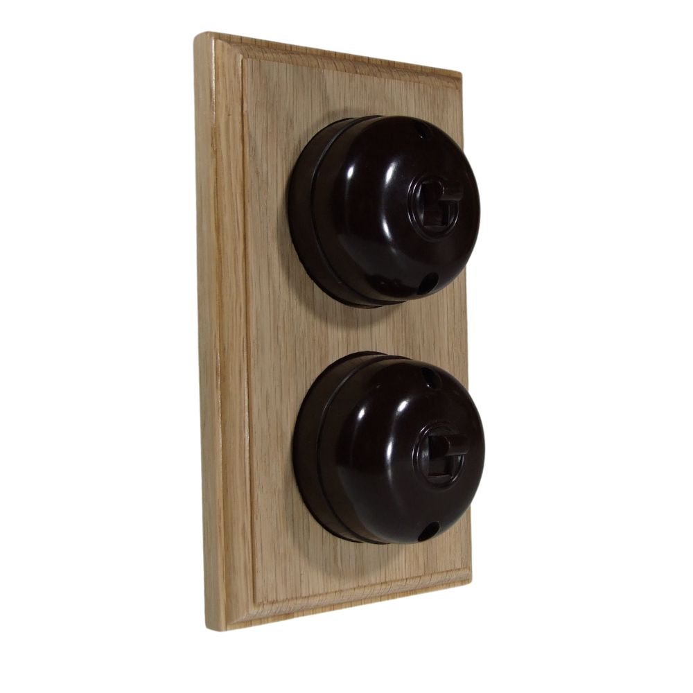 Rosen Brown 2-Gang Vertical 2-Way Bakelite Switch in Unfinished Oak