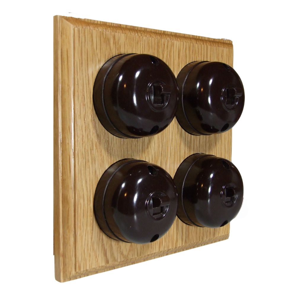 Rosen Brown 4-Gang 2-Way Bakelite Switch in Oak
