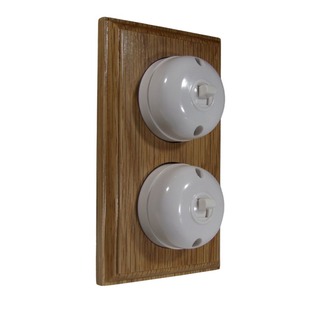 Rosen White 2-Gang Vertical 2-Way Bakelite Switch in Oak