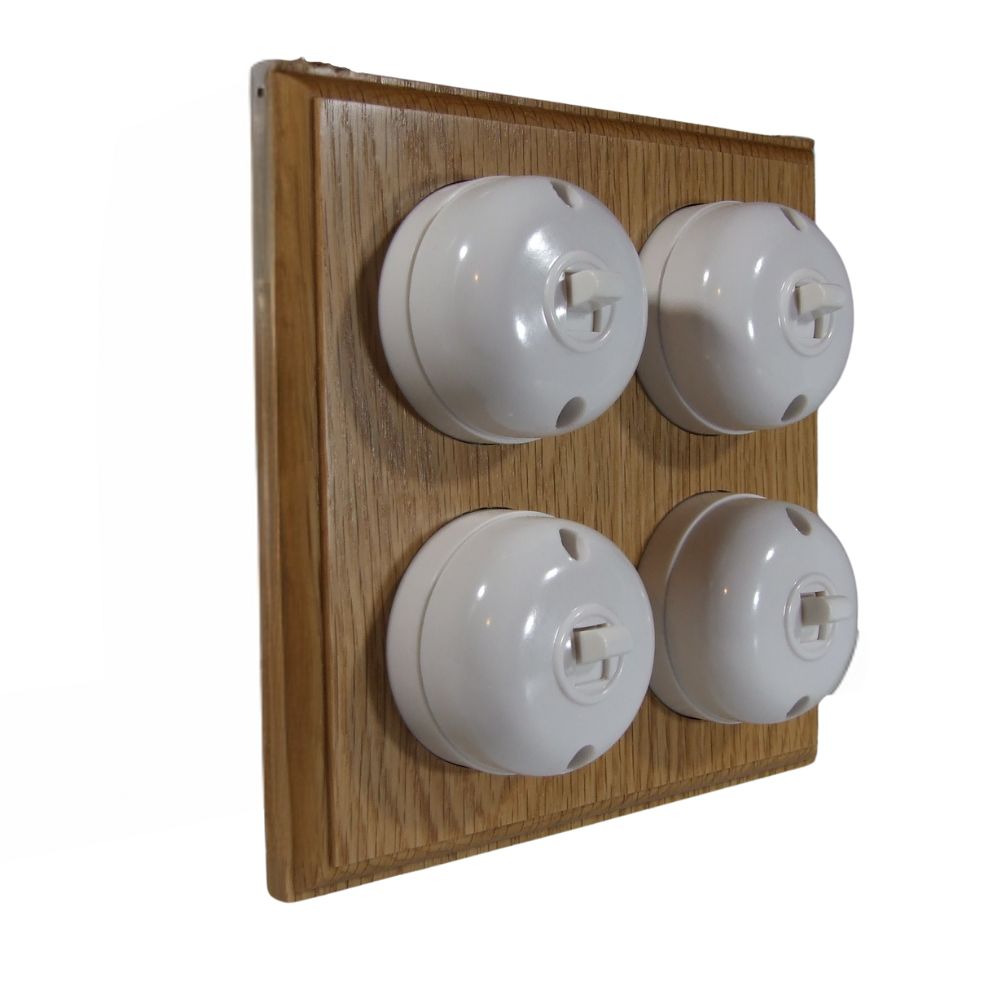 Rosen White 4-Gang 2-Way  Bakelite Switch in Oak