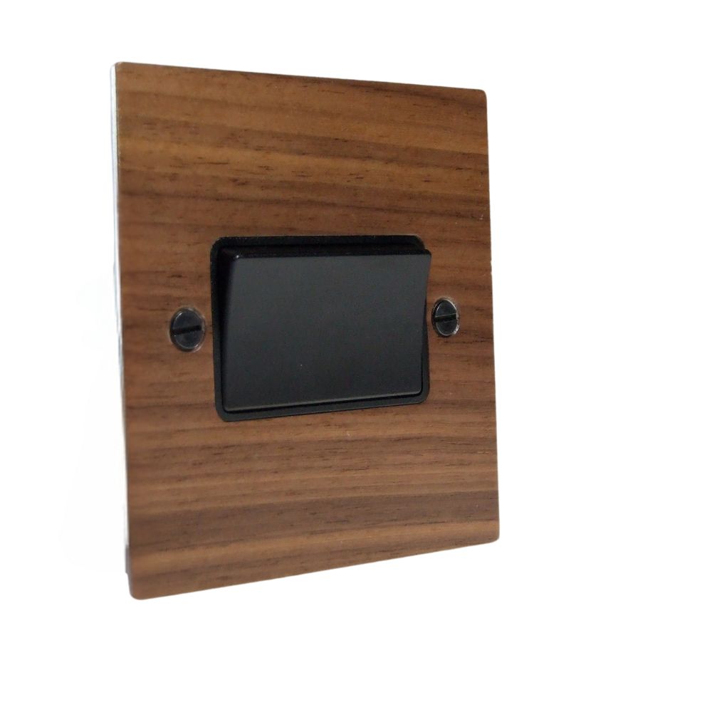 Walnut Veneer 3 Pole Fan Isolator Switch Black