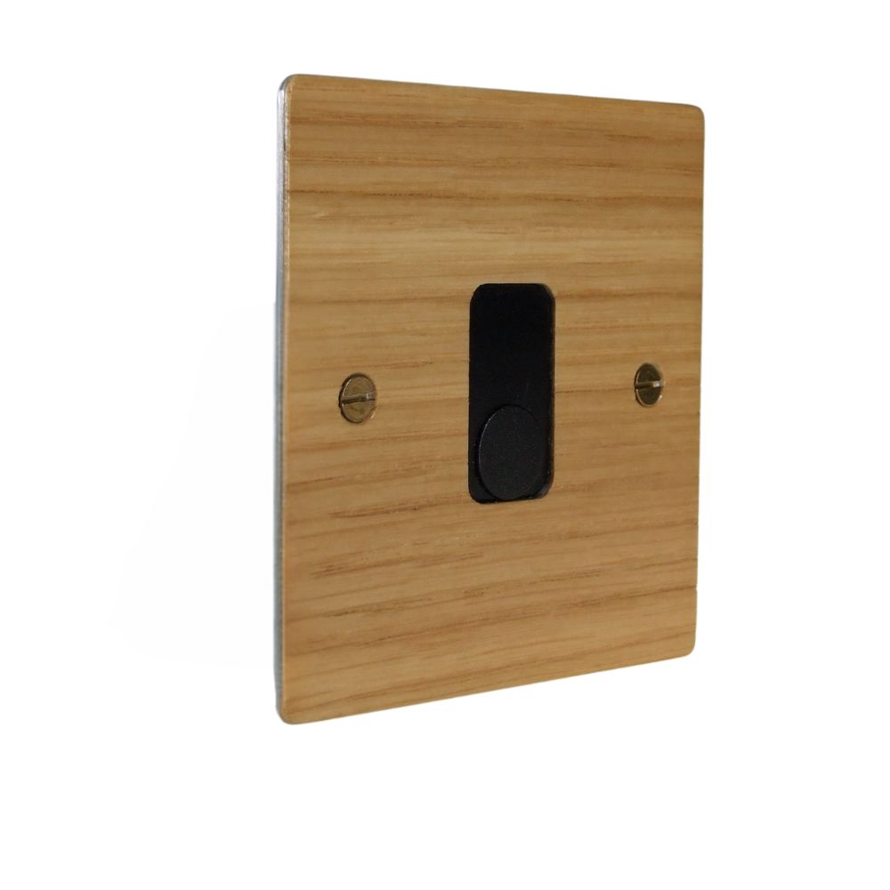 Oak Veneer Single Cord Outlet Switch Black