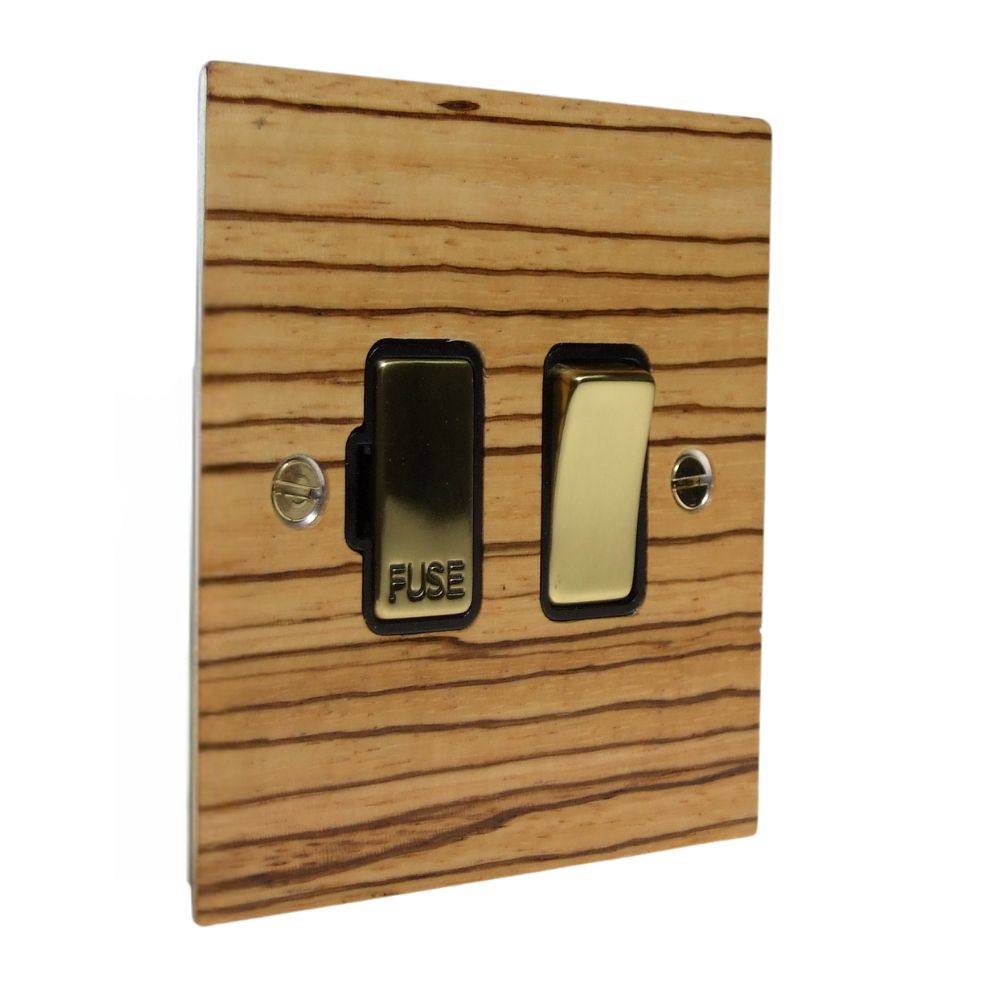 Zebranno Veneer Switch Fuse Spur Polished Brass and Black