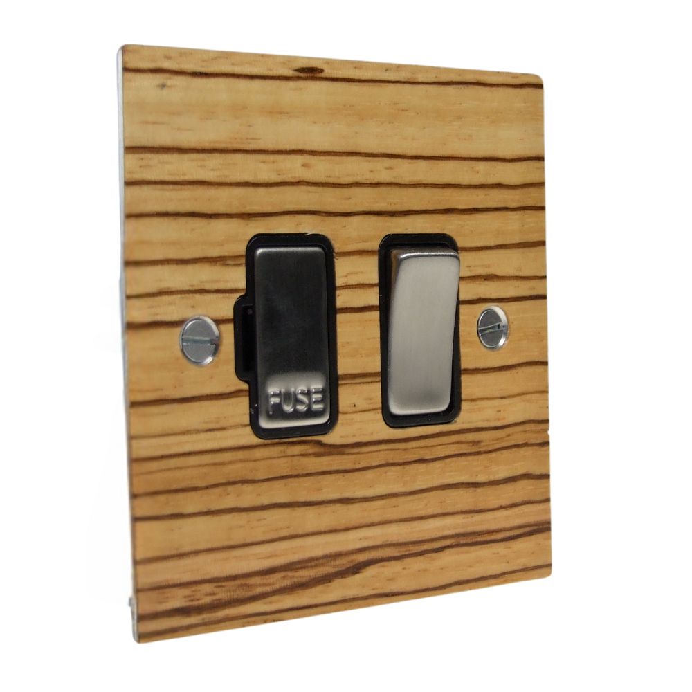 Zebranno Veneer Switch Fuse Spur Satin Stainless and Black