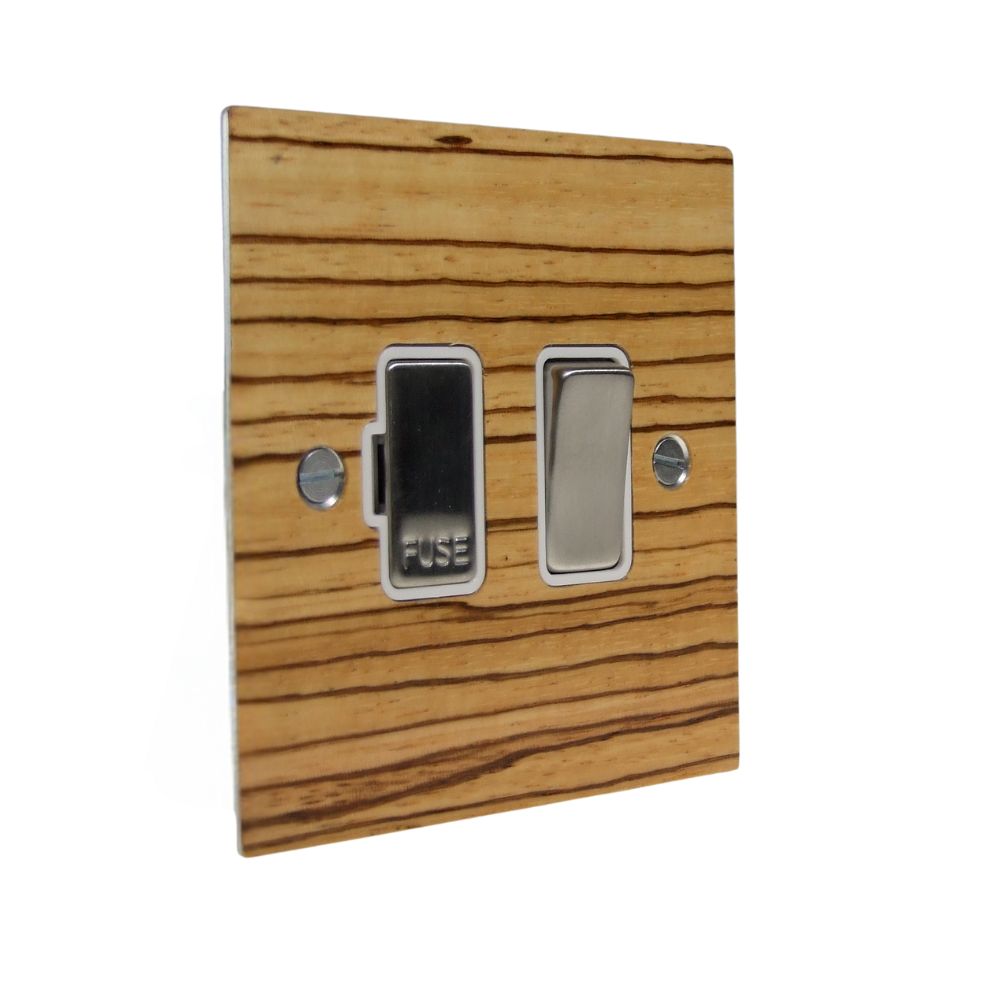 Zebranno Veneer Switch Fuse Spur Satin Stainless and White