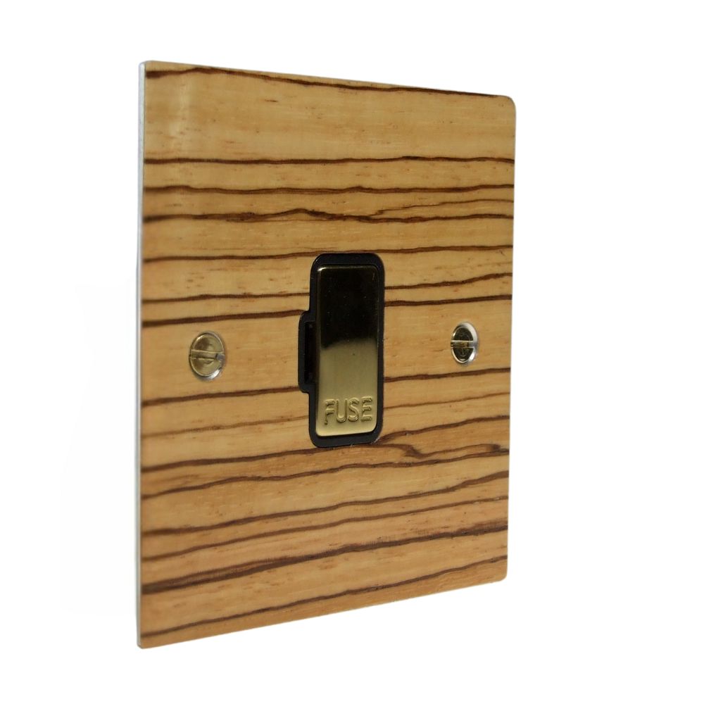 Zebranno Veneer UnSwitched Fuse Spur Polished Brass and Black